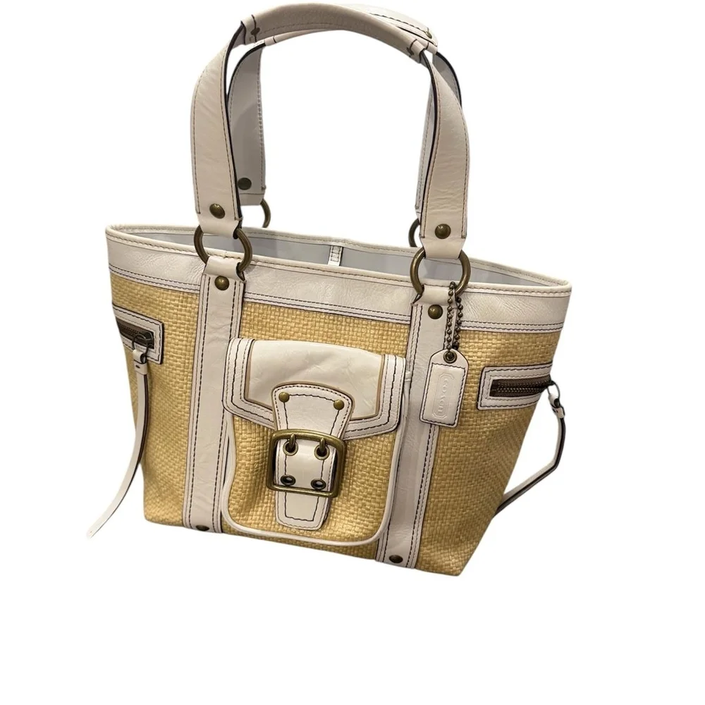 Coach Cream and Tan Tote Bag